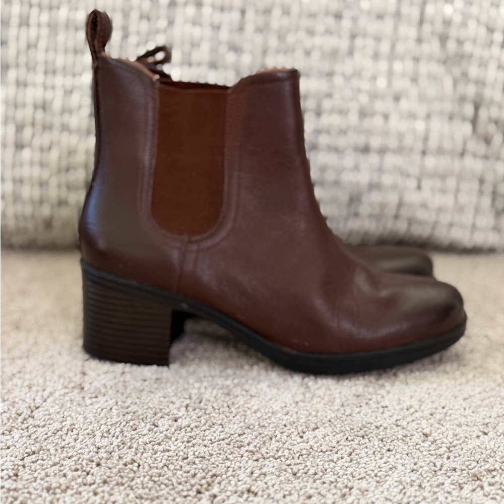 Clarks Brown Leather Chelsea Ankle Boots